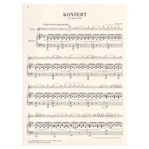 Violinkonzert E Moll - Op. 64 - Urtext