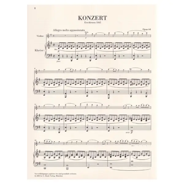 Violinkonzert E Moll - Op. 64 - Urtext
