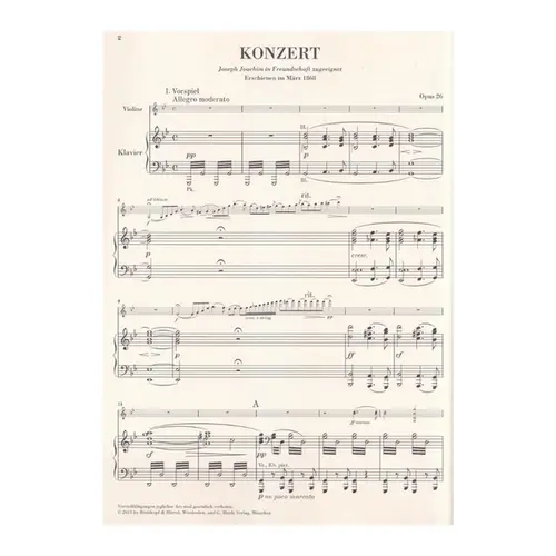 Violin Concerto In G Minor Op. 26 - Piano Reduction -  Urtext