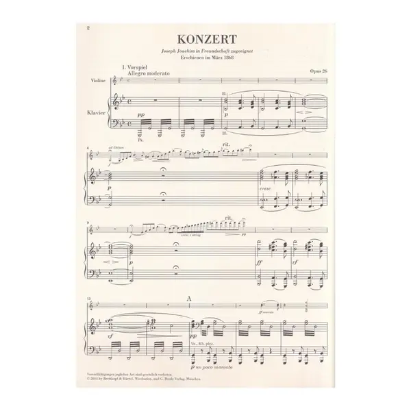 Violin Concerto In G Minor Op. 26 - Piano Reduction -  Urtext