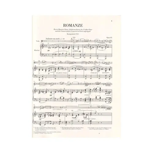 Romanze Fur Viola F Dur - Op.85  Urtext