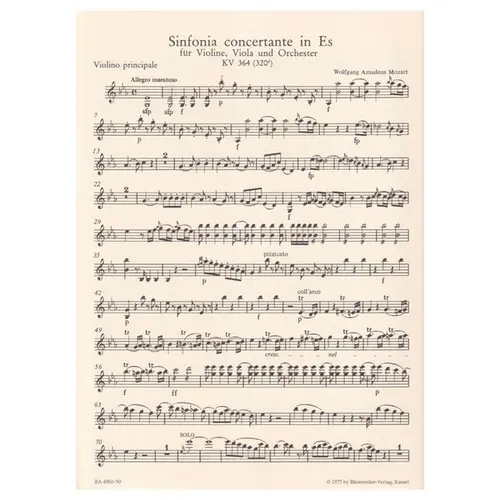Sinfonia Concertante KV 364 for Violin,Viola and Orchestra