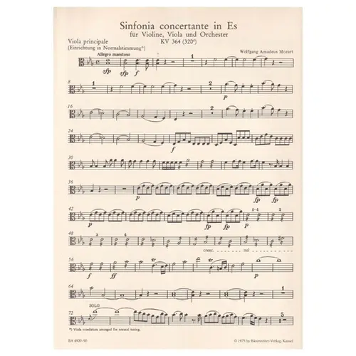 Sinfonia Concertante KV 364 for Violin,Viola and Orchestra