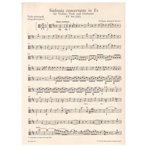Sinfonia Concertante KV 364 for Violin,Viola and Orchestra