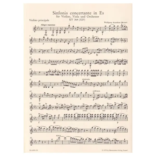 Sinfonia Concertante KV 364 for Violin,Viola and Orchestra