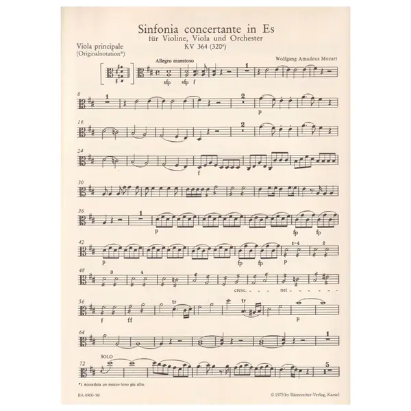 Sinfonia Concertante KV 364 for Violin,Viola and Orchestra