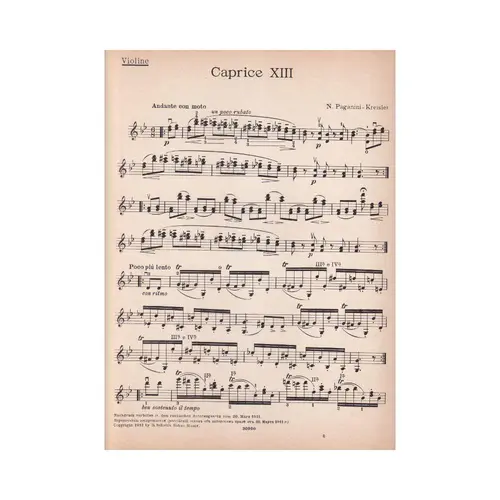 Caprice N.13   ( Xiii ) - Rev. Kreisler  (Edição Antiga)