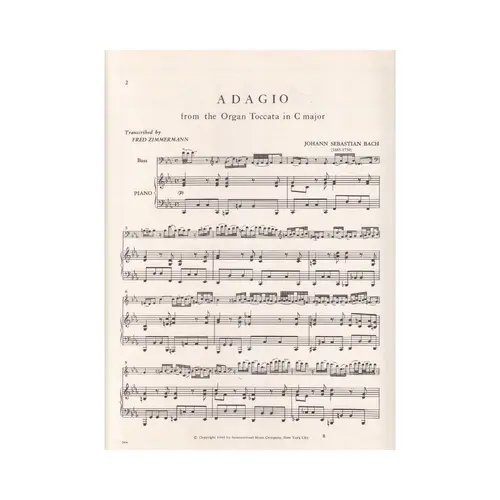 Adagio From Organ Toccata S.544 For String Bass