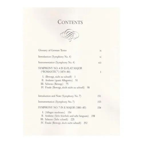 Symphonies ns.4 and 7 In Full Score