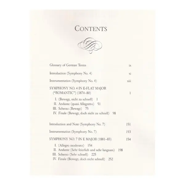 Symphonies ns.4 and 7 In Full Score