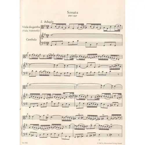 Drei Sonaten Fur Viola Da Gamba  Bwv 1027-29 - Urtext