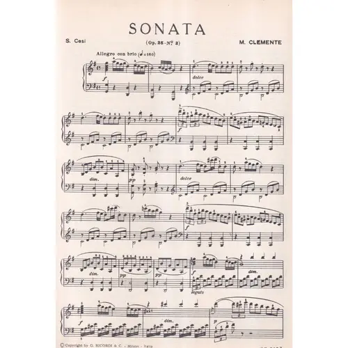 Sonata Op.25 N.2 (Cesi) para piano- Exemplar Antigo