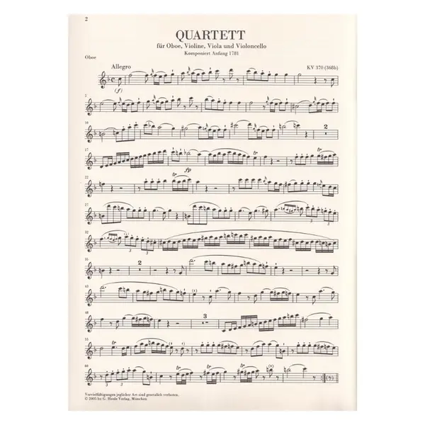 Oboenquartett F Dur - Kv 370 (368 B)  (Partes)