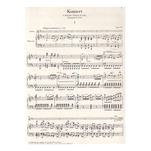 Violin Concerto In D Major Op.35 - Piano Reduction - Urtext