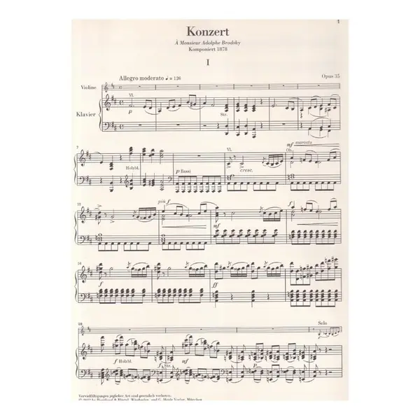Violin Concerto In D Major Op.35 - Piano Reduction - Urtext