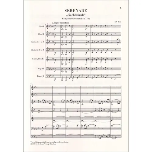 Serenade Es-Dur - Kv 375 Fur Blaseroktett - Part. De Estudos De Regente