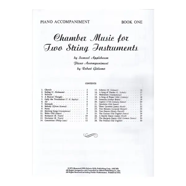 Chamber Music For Two String Instruments Bk.1 -  Piano