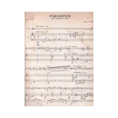 Paradoxes Pour Violoncello  (Edição Antiga)