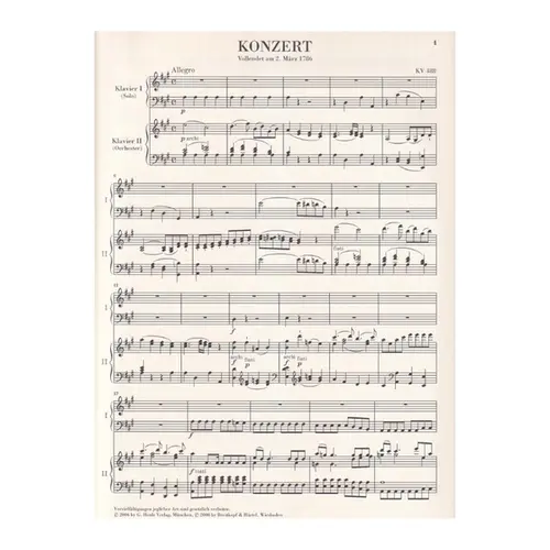 Klavierkonzert A-Dur - Kv 488  - Urtext