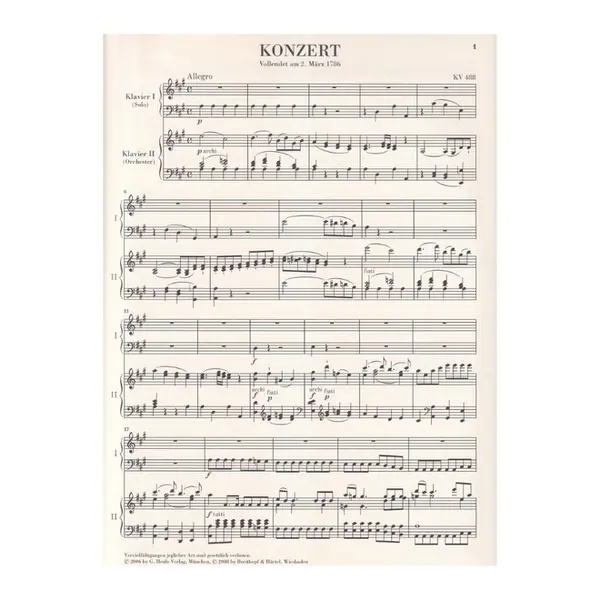 Klavierkonzert A-Dur - Kv 488  - Urtext