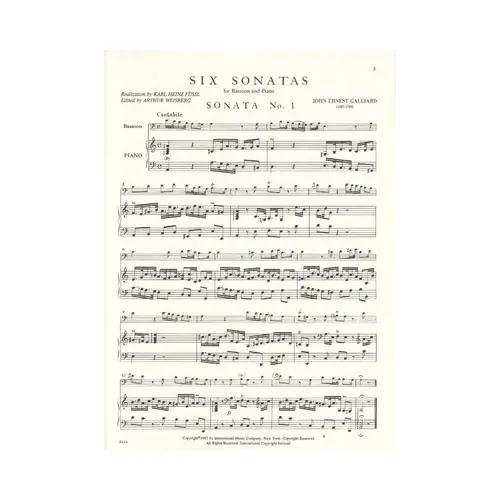 Six Sonatas For Bassoon - Vol.1