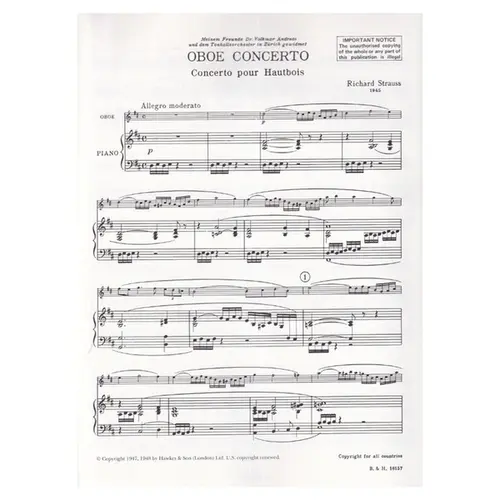 Concerto for Oboé - piano reduction