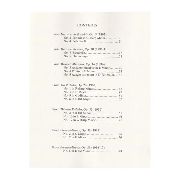 Rachmaninoff Masterpieces For Solo Piano