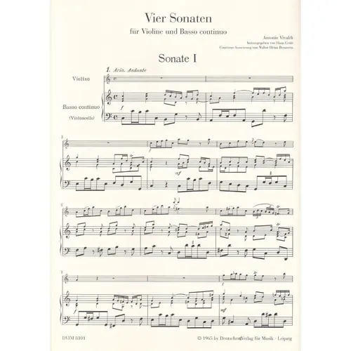 Vier Sonaten Fur Violine Und Basso Continuo
