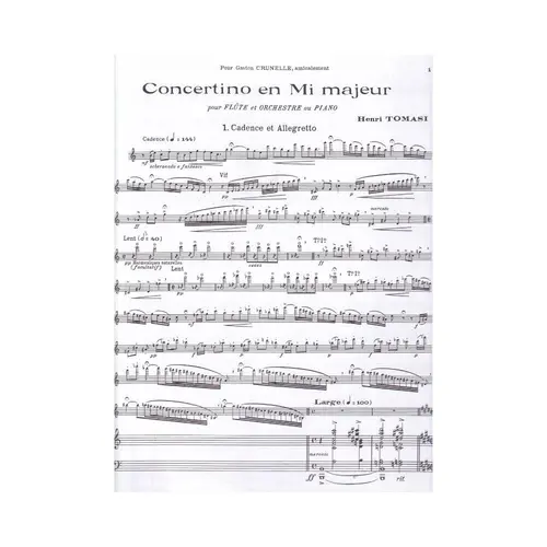 Concertino En Mi Majeur Pour Flute Et Piano