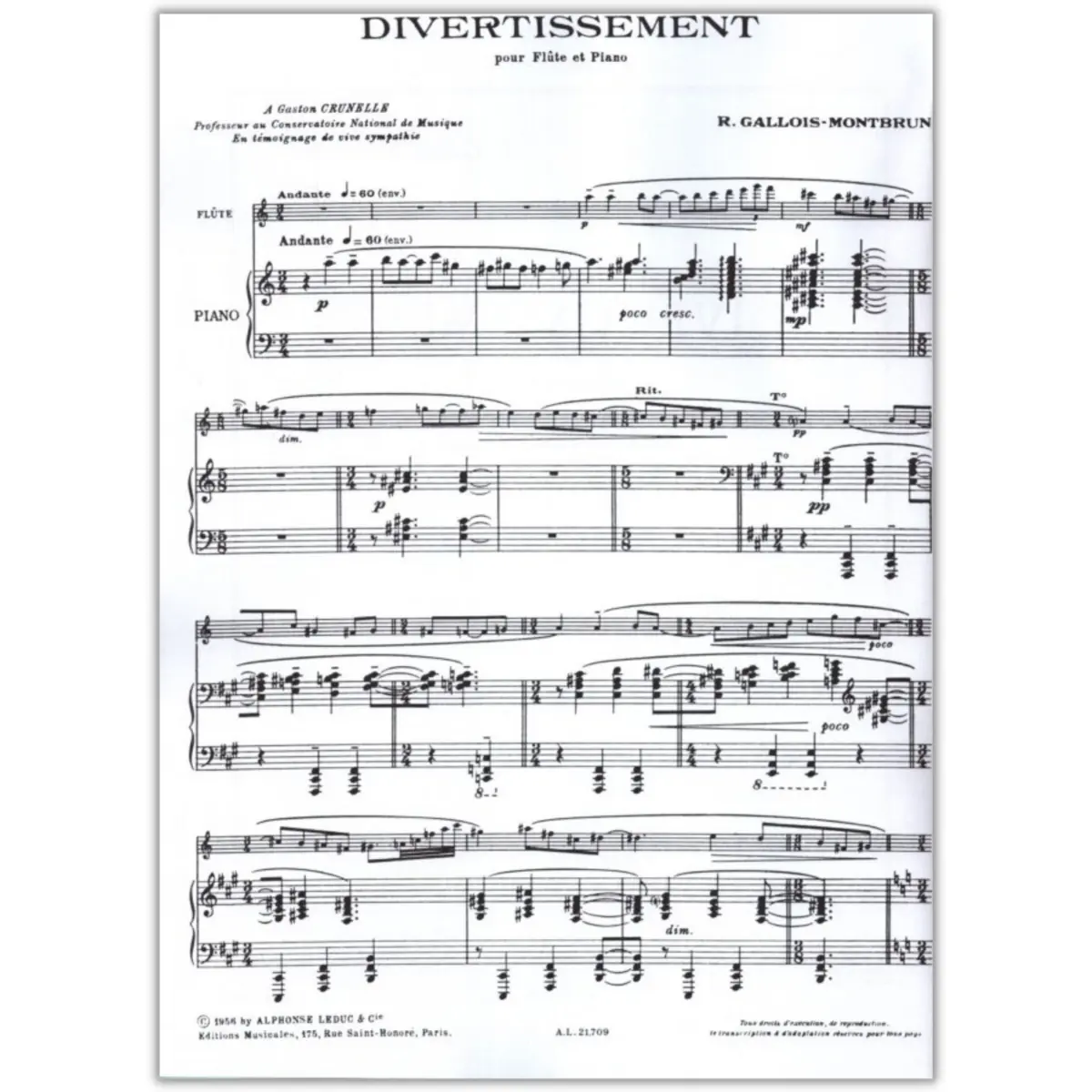 Divertissement Pour Flute Et Piano