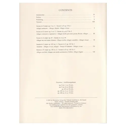 Sonatas For Violoncello And Piano - Urtext