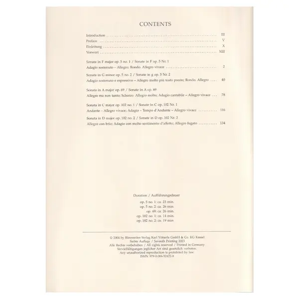 Sonatas For Violoncello And Piano - Urtext