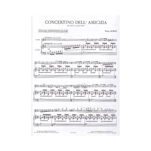 Concertino Dell` Amicizia Pour Flute E Piano-Forte O Arche