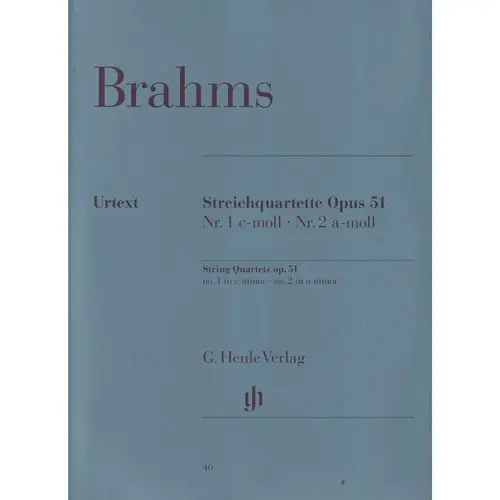 Streichquartette - Op. 51 N.1 C-Moll - N.2 A-Moll - Urtext