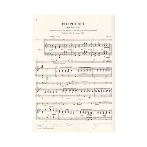 Potpourri Op.95 (Fantasie) -  Violoncello And Piano