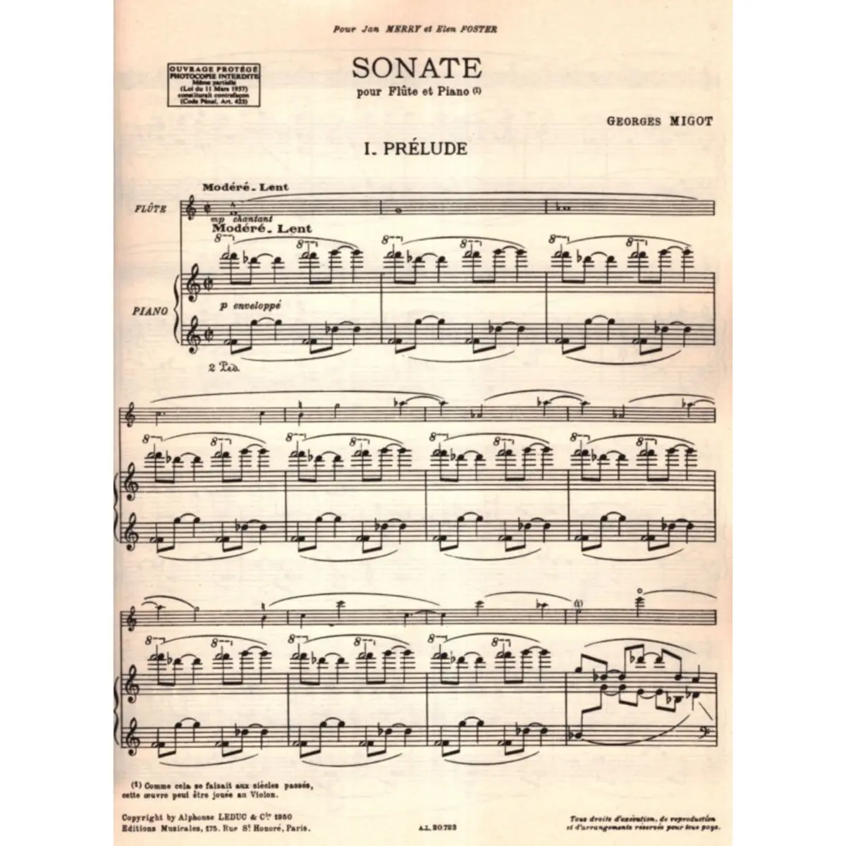 Sonate Pour Flute Et Piano