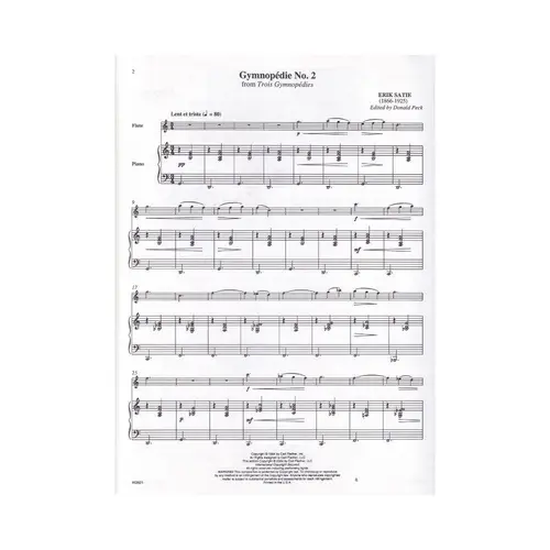 Gymnopedie N.2 From Trois Gymnopedies - Flauta