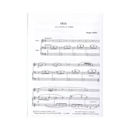 Aria Pour Flute Et Piano