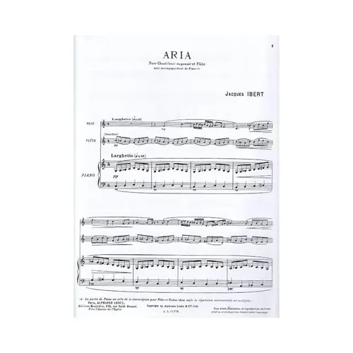 Aria Pour Chant (Voix Moyenne) Et Flute
