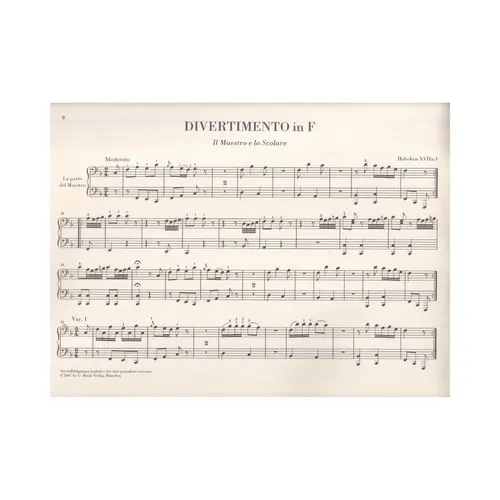Divertimento Hob.XViia:1 - Il Maestro E Lo Scolare For Piano Four-Hands