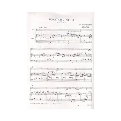 Sonata In G Op.14 For Flute And Piano