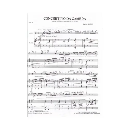 Concertino Da Camera Pour Flute Et Piano Ou Orchestre A Cordes