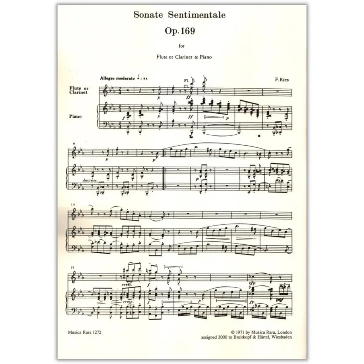 Sonate Sentimentale For Flute,Clarinet And Piano Op.169
