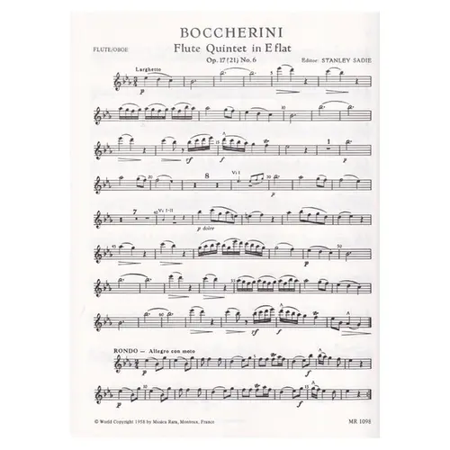Quintet E Flat Major Op.21 N.6 For Flute (Oboe) E Strings