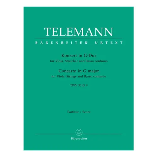 Concerto for Viola, Strings and Basso continuo in G major TWV 51:G9