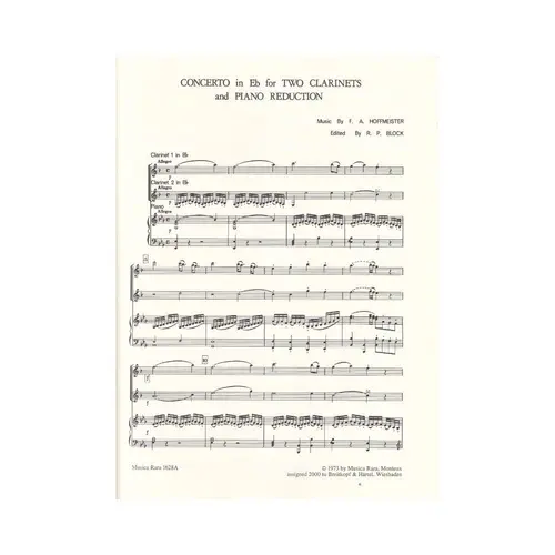 Concerto For 2 Clarinets And Orchestra In E Flat Major
