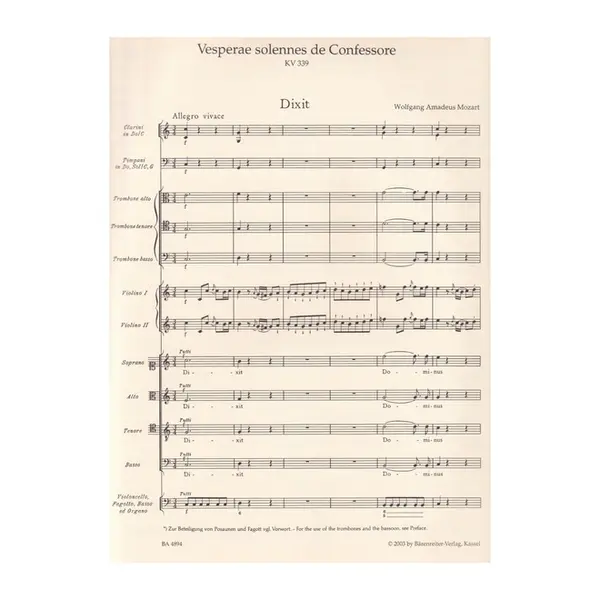 Vesperae Solennes De Confessore Kv 339