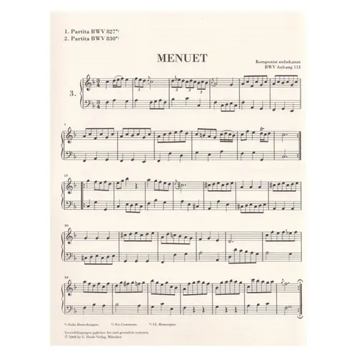 Notenbuchlein Fur Anna Magdalena Bach Ohne Fs - Sem Dedilhado