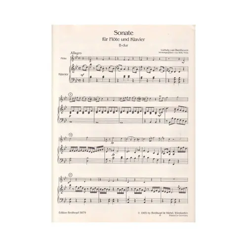 Sonata Fur Flote Und Klavier B-Dur