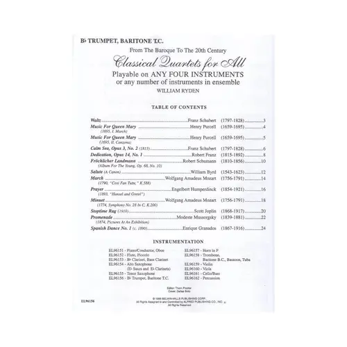 Classical Quartets For All - Bb Trumpet, Baritone T.C.